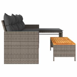 Sofá Grande de Jardín de Poliratán Gris con Fundas Extraíbles, Conjunto de Muebles de Jardín - Product Image 6