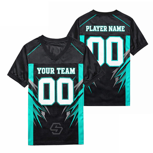 Maillot de football américain personnalisé en mesh sublimé, col en V, manches courtes, polyester respirant, unisexe, vêtements d'équipe pour adultes - Product Image 3