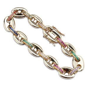 New Fashion Three-color Mosaic Personality Bracelet Hip-hop <b>Men</b> Accessories Bracelet - Product Image 3