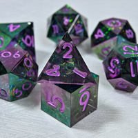 Ensemble de dés DND en résine verte écologique, fait main, dégradé, 7 pièces, polyédriques, à bords vifs, pour jeux de rôle Dungeons & Dragons