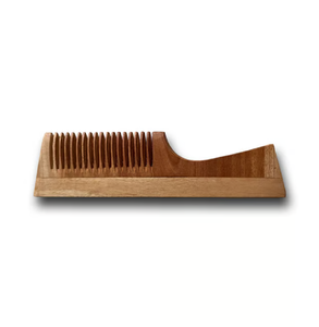 Dark handcrafted wooden <b>comb</b> with <b>widely</b> spaced thick teeth for effortless hair detangling, available at wholesale prices. - Product Image 3