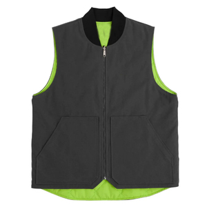 Men's Plus Size Cream Stand Collar <b>Zippered</b> <b>Fleece</b> Vest Casual Autumn Outerwear Solid Color Block Design Regular Length - Product Image 4