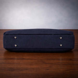 Sacoche Classique pour Ordinateur Portable en Toile Gris Marine Bicolore, Sac de Bureau Professionnel Durable avec Poignées en Cuir et Bandoulière - Product Image 2