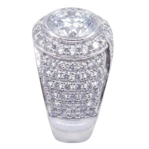 Gemvanity SR1459 Anillo de Moissanita con Corte Brillante y Engaste de Canal Clásico de Lujo Chapado en Oro de 14K y Plata, para Mujer y Unisex, Ideal para Fiestas - Product Image 3