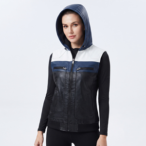 Chaleco de Cuero de Alta Calidad para Mujer, Chaleco de Cuero sin Mangas con Capucha y Cremallera, Chaleco de Cuero Personalizado para Mujer - Product Image 1
