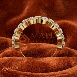 Luxury 14K Gold Lab Grown Diamond Asymmetric Open <b>Ring</b> | Baguette & Round Brilliant Cut Cluster Bypas Band Modern <b>Statement</b> <b>Ring</b> - Product Image 2