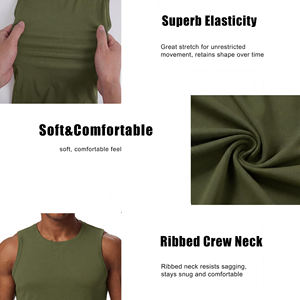 Débardeurs de sport pour hommes avec logo personnalisé, en tissu polyester, séchage rapide, respirant, col rond, pour la course à pied, chemise de sport élégante - Product Image 3