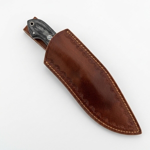 Cuchillo de caza hecho a mano de acero de Damasco con mango de palisandro y pakkawood, hoja fija, funda de cuero, para camping al aire libre, bushcraft, full tang - Product Image 6