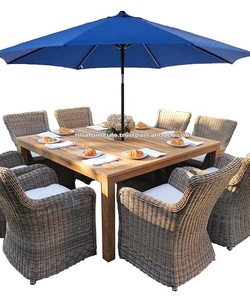 Solid Wood Teak Rattan Outdoor Garden Furniture Set Modern Design Dining Chairs <b>Table</b> Water Resistant Comfortable Durable Park - Product Image 4