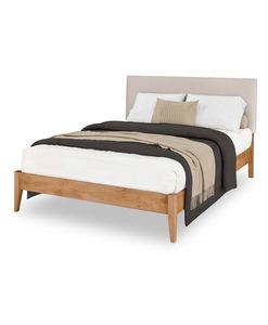 Minimalist Upholstered <b>Platform</b> <b>Bed</b> With Fabric Headboard Wood <b>Frame</b> Soft <b>Bed</b> Design - Product Image 1