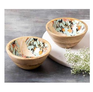ชามไม้เคลือบลายดั้งเดิม ทำด้วยมือ เป็นมิตรกับสิ่งแวดล้อม ทนทาน น้ำหนักเบา สำหรับเสิร์ฟผลไม้ ของหวาน ตกแต่งโต๊ะอาหารที่บ้าน - Product Image 2