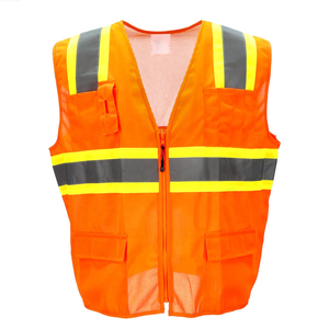 OEM Manufacturer <b>Waterproof</b> High Visibility Reflective <b>Work</b> Vest with LED Flash Orange Multi Pocket Outdoor Workwear - Product Image 1