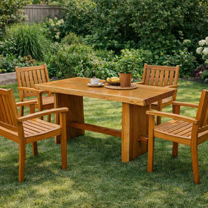 Table à manger en bois de Suar rustique moderne, qualité export, plateau massif à bords naturels, pour maison, villa, restaurant, meilleur prix - Product Image 6