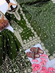 Conjunto Premium de Kurta y Plazzo de Seda Gmy Bordada con Dupatta – Ropa para Bodas y Fiestas - Product Image 2