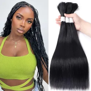Virgin Hair Curly Remy Hair Long Natural Black Straight Remy Human Hair Weave Customizable Size - Product Image 6