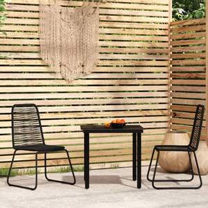Ensemble de salle à manger de jardin en acier noir avec revêtement en poudre, 2 places, mobilier d'extérieur moderne - Product Image 1