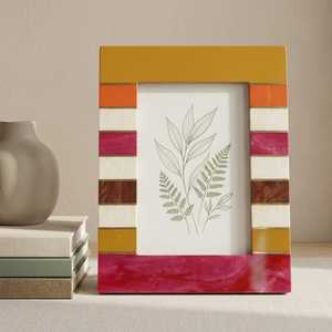 Marco de Fotos de Resina con Incrustaciones de Hueso, Diseño Artístico, Hecho a Mano, Personalizado, para Decoración de Interiores Elegantes - Product Image 1