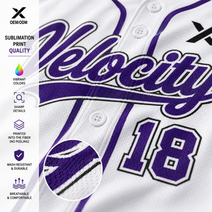 Maillots de baseball personnalisés sublimés XSC |   Uniformes d'équipe professionnels |   Vêtements de sport personnalisés en polyester respirant OEM/ODM - Product Image 6