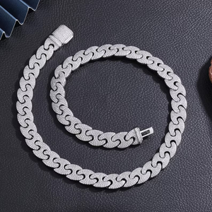 Cadena cubana Iced Out con diamantes de moissanita, plata 925, collar de lujo estilo hip hop, joyería llamativa para hombre - Product Image 1