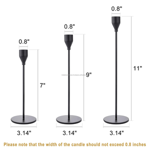 Bougeoirs coniques modernes en métal noir pour la décoration de la maison et des événements Ensemble de grands bougeoirs minimalistes pour centre de table à manger - Product Image 2