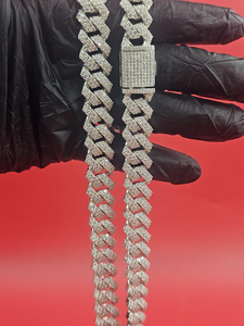 Pulsera de eslabones cubanos Iced Out con moissanita, acabado plateado, engaste pavé, joyería de lujo estilo Hip Hop - Product Image 2