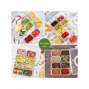 Contenitore per Snack di Grado Alimentare con 8 Scomparti Rimovibili, Coperchio Ermetico, Vassoio per Frutta, Picnic, Feste, Organizer Pieghevole con Manico Multiuso - Product Image 6