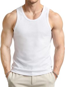 White Tank Tops <b>Mens</b> Muscle Gym Bodybuilding Vest Fitness Workout Training Top - Product Image 3