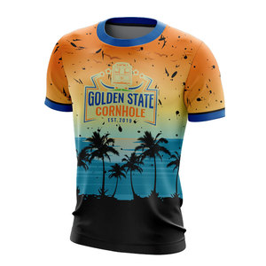 เสื้อยืดโปโลซับลิเมชั่นแบบกำหนดเองสำหรับฝึกซ้อม เสื้อคอร์นโฮลพร้อมกระเป๋า ออกแบบเสื้อคอร์นโฮลแบบกำหนดเองของคุณเอง - Product Image 2