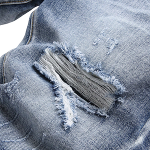 <b>Mens</b> Vintage Distressed Denim <b>Shorts</b> Ripped Casual Summer Polyester Breathable Mid <b>Knee</b> <b>Length</b> Regular Fit Washed Five Pocket - Product Image 6
