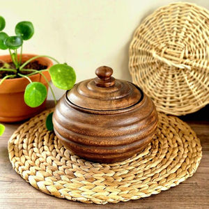 Sucrier en bois de manguier fait main, écologique, avec couvercle, pour bonbons, épices et condiments – Idéal pour les fêtes - Product Image 1