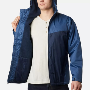 Wholesale <b>Men's</b> Waterproof Windbreaker <b>Jacket</b> Lightweight Hooded Outdoor Sport Coat Color Block Casual <b>Rain</b> <b>Jacket</b> for Hiking - Product Image 2
