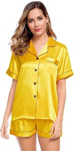 Ensemble de pyjama en satin de soie de luxe pour femmes RTS, taille élastique, manches courtes, uni, pour l'automne/l'hiver/l'été - Product Image 2