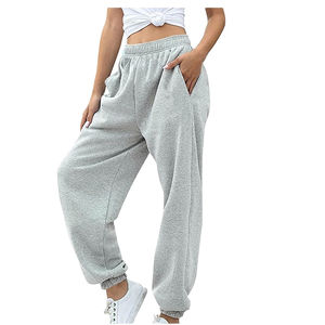 Pantalon d'hiver ample pour femme, 100 % coton de haute qualité, en molleton épais respirant, à devant plat, taille haute avec cordon de serrage - Product Image 6