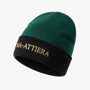 Gorro de Punto Personalizado Verde y Negro con Puño, Gorro de Invierno Cálido con Logotipo Bordado - Product Image 5