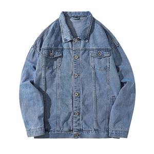 เสื้อแจ็คเก็ตยีนส์สีดำสำหรับผู้ชาย ปกคอพับได้ สไตล์ลำลอง ผ้าฝ้ายฟอก ทรงปกติ กระดุมแถวเดียว แขนยาว - Product Image 4