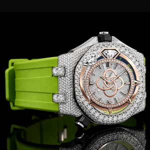 Montre de luxe pour homme en moissanite sertie de diamants, bracelet entièrement pavé de diamants - Product Image 2