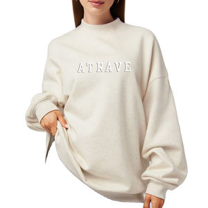 Oferta Especial: Sudadera Oversize de Cuello Alto para Mujer, 100% Algodón, Ligera, Transpirable, con Logotipo Personalizado, Servicio OEM - Product Image 5