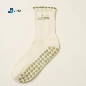 Bulk Order Basic <b>Grip</b> <b>Socks</b> with Text Inhale Exhale ODM Custom logo Anti Slip Cotton <b>Socks</b> for Yoga Pilates Use for Men Women - Product Image 2