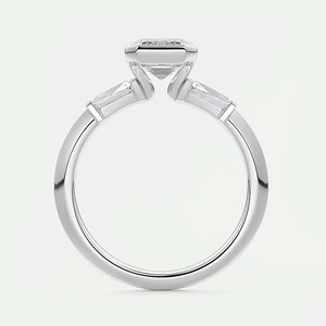 Anillo de Compromiso con Diamante Corte Esmeralda, Oro Blanco de 14k, Certificado IGI, Engaste de Tres Piedras, Estilo Clásico, Joyería Fina para Mujer - Product Image 5