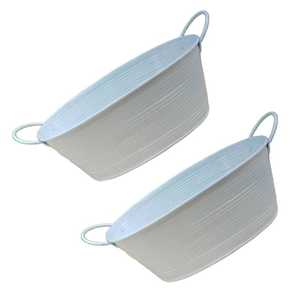 Rustic Galvanized Metal Planters Oval Vintage Garden Containers Outdoor Use Flower Green Plant Holder - Product Image 3