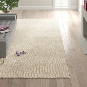 Tapis rectangulaire moderne en jute, couleur unie, à poils longs, en laine et acrylique, pour salon, avec envers antidérapant en caoutchouc - Product Image 1