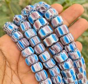 Perles Chevron en Verre Étoilé en Gros – Mélange Bleu Marine, Noir, Rouge, Blanc – Style Vénitien, Commerce Africain, Kalinga, Philippines - Product Image 3