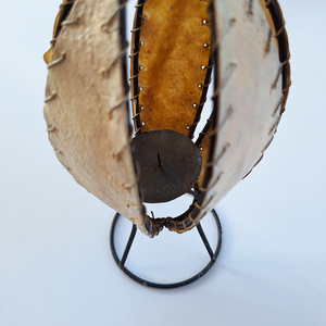 Handcrafted Indonesian Goat Leather Flower Bud Candle Holder Rustic Tabletop Lantern Home Living Ambient <b>Lighting</b> Accent - Product Image 3