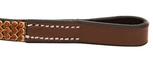 Fronture de Cheval en Cuir Indien de Haute Qualité avec Cristaux Dorés Marron à 3 Rangées, Rembourrée Doucement et Durable, par Horsekraft - Product Image 5