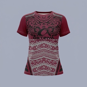 Camiseta de Secado Rápido para Mujer con Diseño Tribal, Talla y Color Personalizados, Tejido de Punto, Colores Sólidos, Manga Corta, Cuello Redondo Ligero - Product Image 4