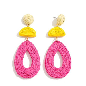 Pendientes colgantes de hilo de algodón encerado turquesa bohemio para mujer, pendientes colgantes chapados en oro, pendientes colgantes clásicos con gancho. - Product Image 4