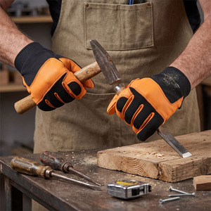 Gants de travail en cuir de vachette véritable, rembourrés et renforcés en EVA, gants de sécurité industriels anti-coupure - Product Image 5
