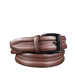 High Quality Embossed Feather Edge Black Hand Made Men's Genuine Leather Belt 2026 Stylish Wholesale <b>Dress</b> Belt Men Custom Logo - Product Image 3