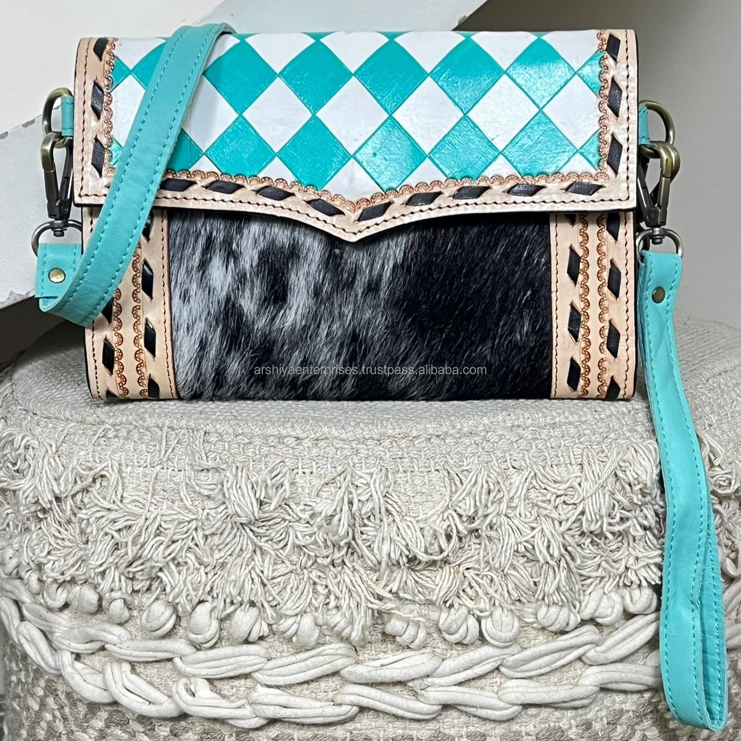 Teal & White Checkered