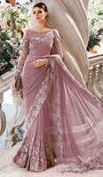 Sari en organza de qualité supérieure pour mariages, fêtes et tenues de mariée - Broderie riche, sans plis, prêt-à-porter